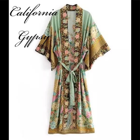 Gypsy Boho Hippie Floral Kimono Duster - Picture 5 of 13